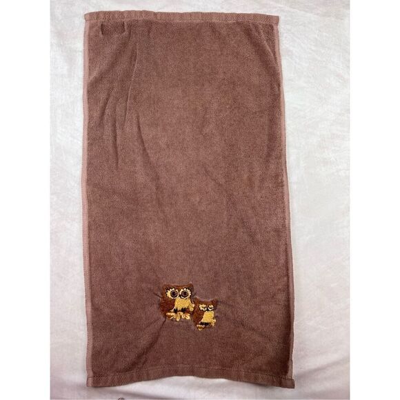 Vintage 1970s Owl Embroidered Hand Towels Set of 2 - Picture 2 of 7